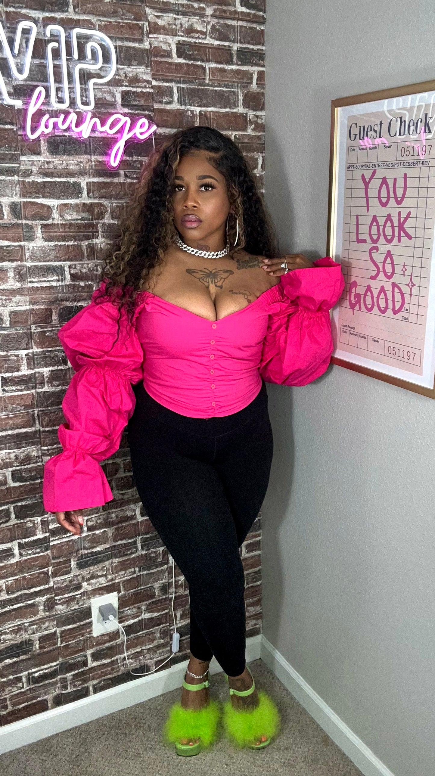 Lori Off Shoulder Top (Pink)