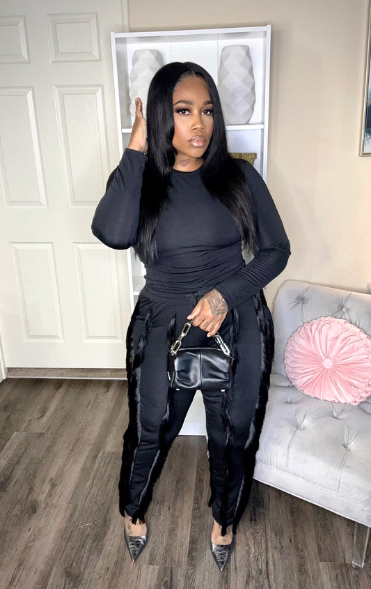 Black Fringe Set